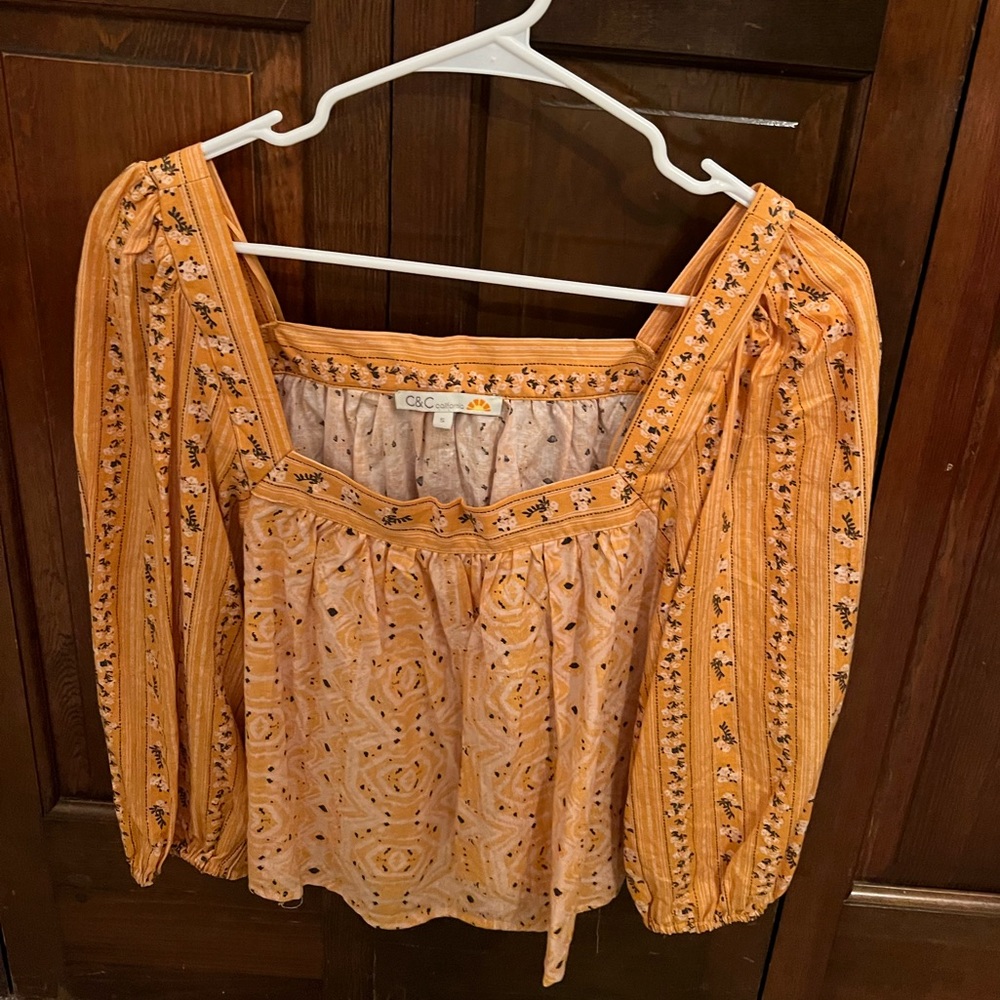 C and C California yellow square neck top- size S